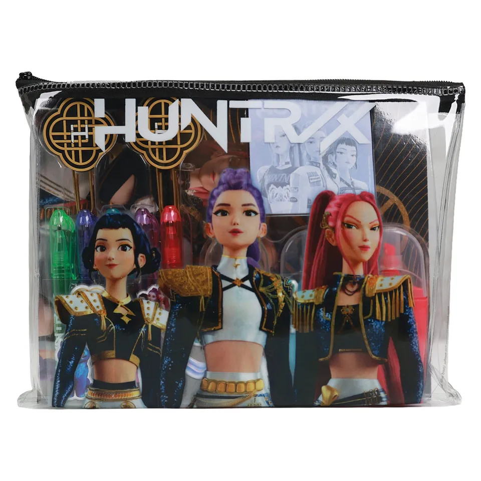 kpop-demon-hunters-schreibset-10er-golden-mit-notizbuch image 1