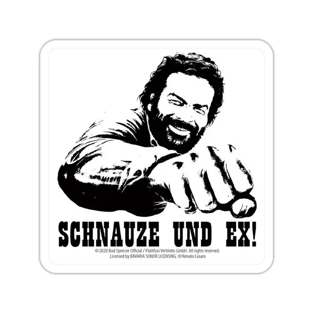 bud-spencer-schnauze-und-ex-bierdeckel-blech-10x10-cm image 1
