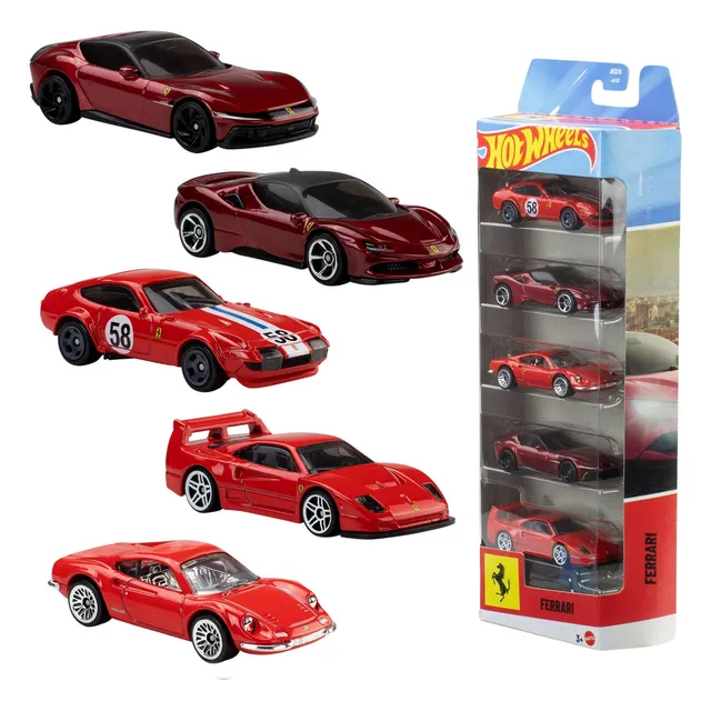 hot-wheels-ferrari-5er-pack-die-cast-autos-1-64-set image 1