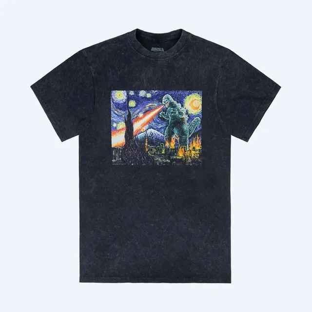 godzilla-abstract-t-shirt-schwarz-baumwolle-mineral-wash image 1