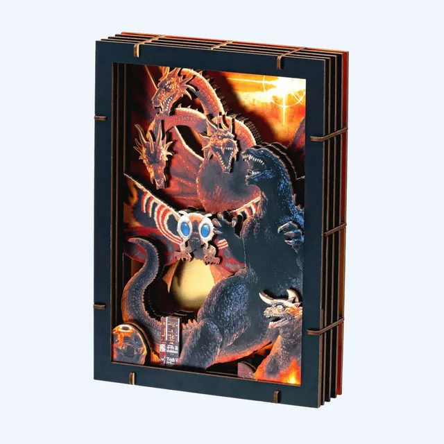 godzilla-paper-theater-gmk-bastelset-mothra-ghidorah-holz image 1