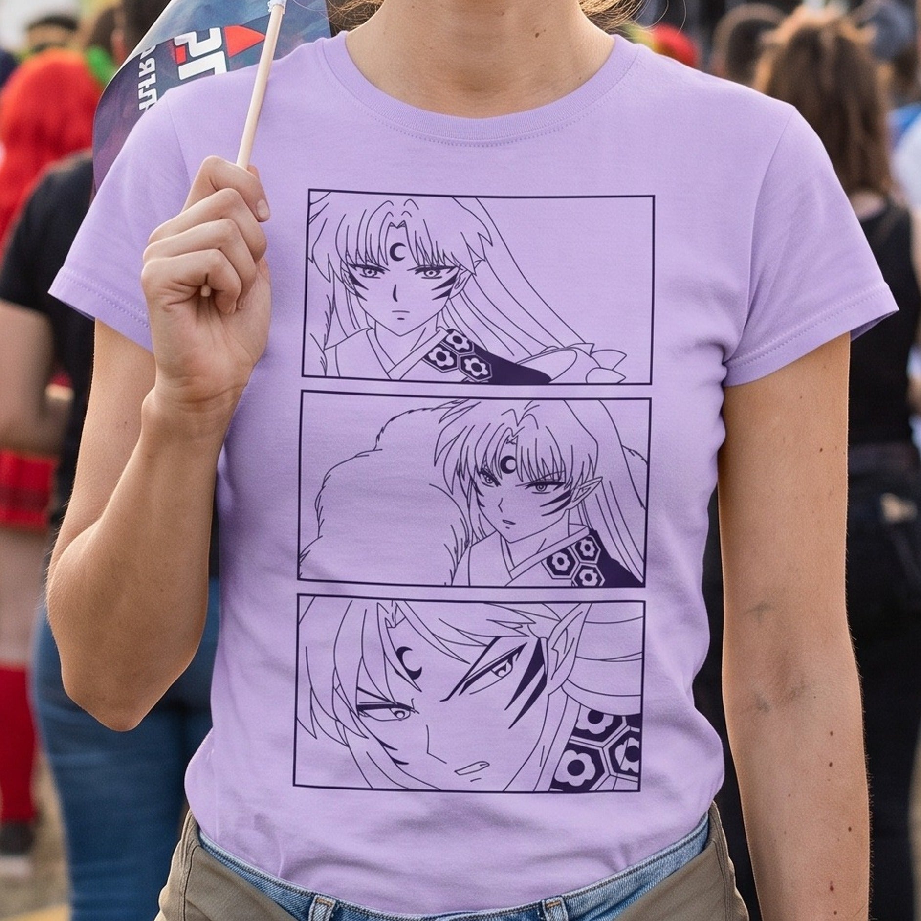 inuyasha-sesshomaru-t-shirt-baumwolle-anime-motiv image 1