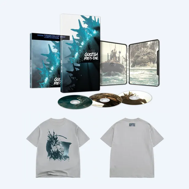 godzilla-minus-one-steelbook-4k-t-shirt-grau-bundle image 1