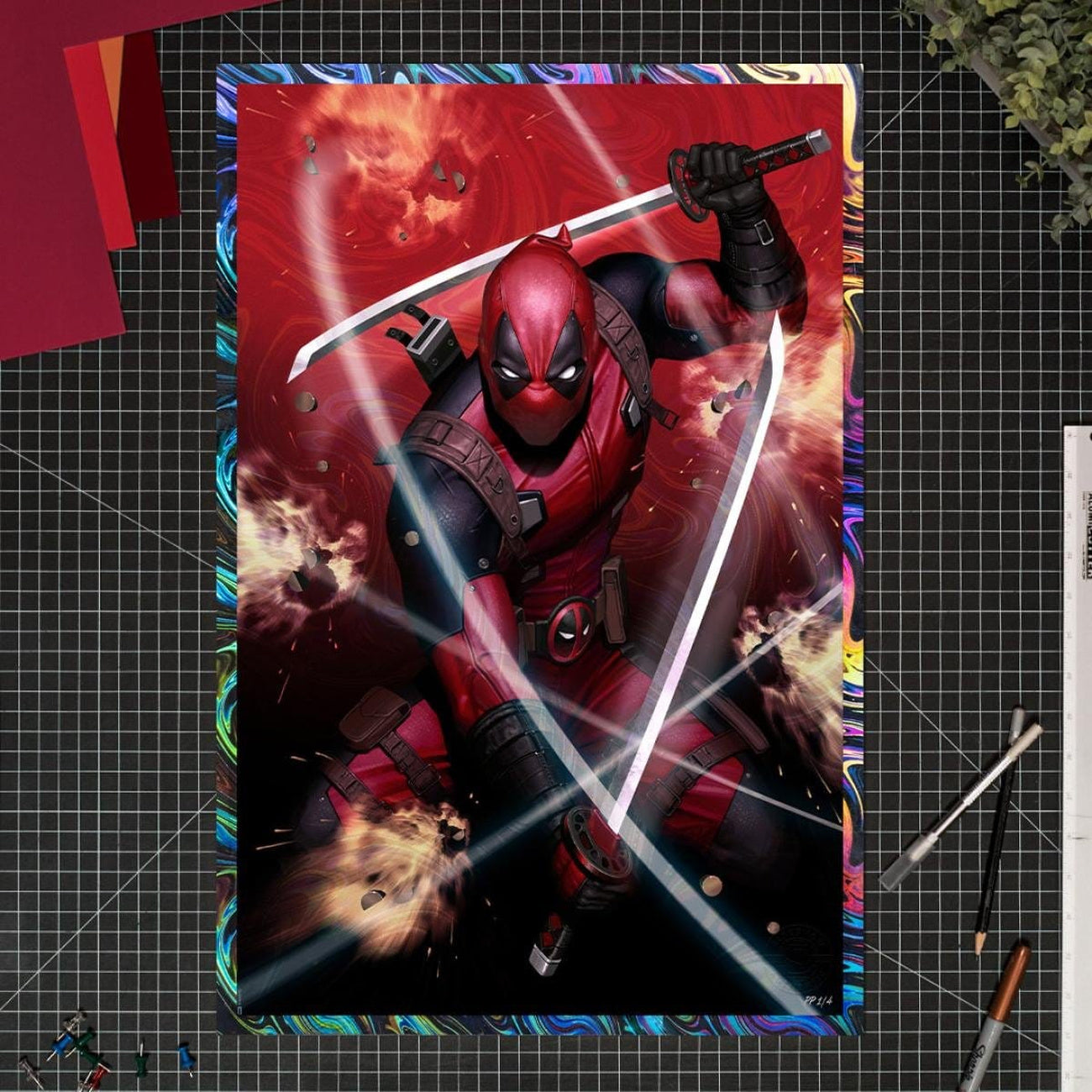 elbenwald-marvel-deadpool-1-kunstdruck-61x41cm-ungerahmt image 2