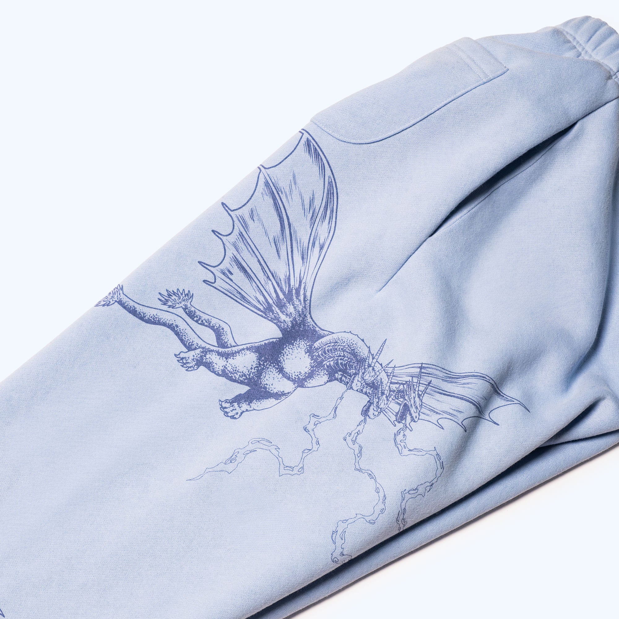 godzilla-kaiju-print-sweatpants-jogginghose-blau-baumwolle image 2