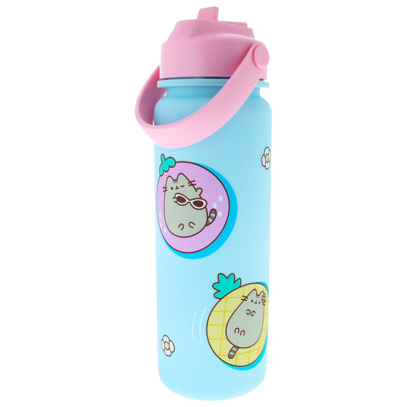 pusheen-by-the-pool-flip-top-trinkflasche-blau-pool-motiv image 2
