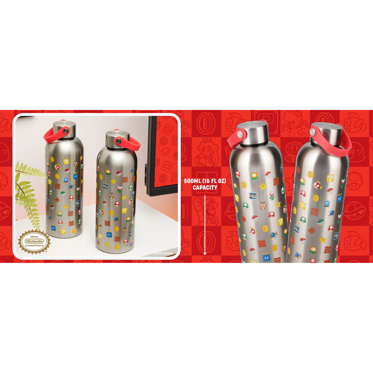 elbenwald-super-mario-metall-trinkflasche-mit-trageschlaufe image 2