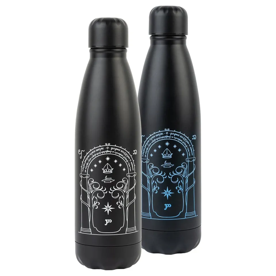 elbenwald-herr-der-ringe-moria-tor-metallflasche-750-ml-farbwechsel image 1