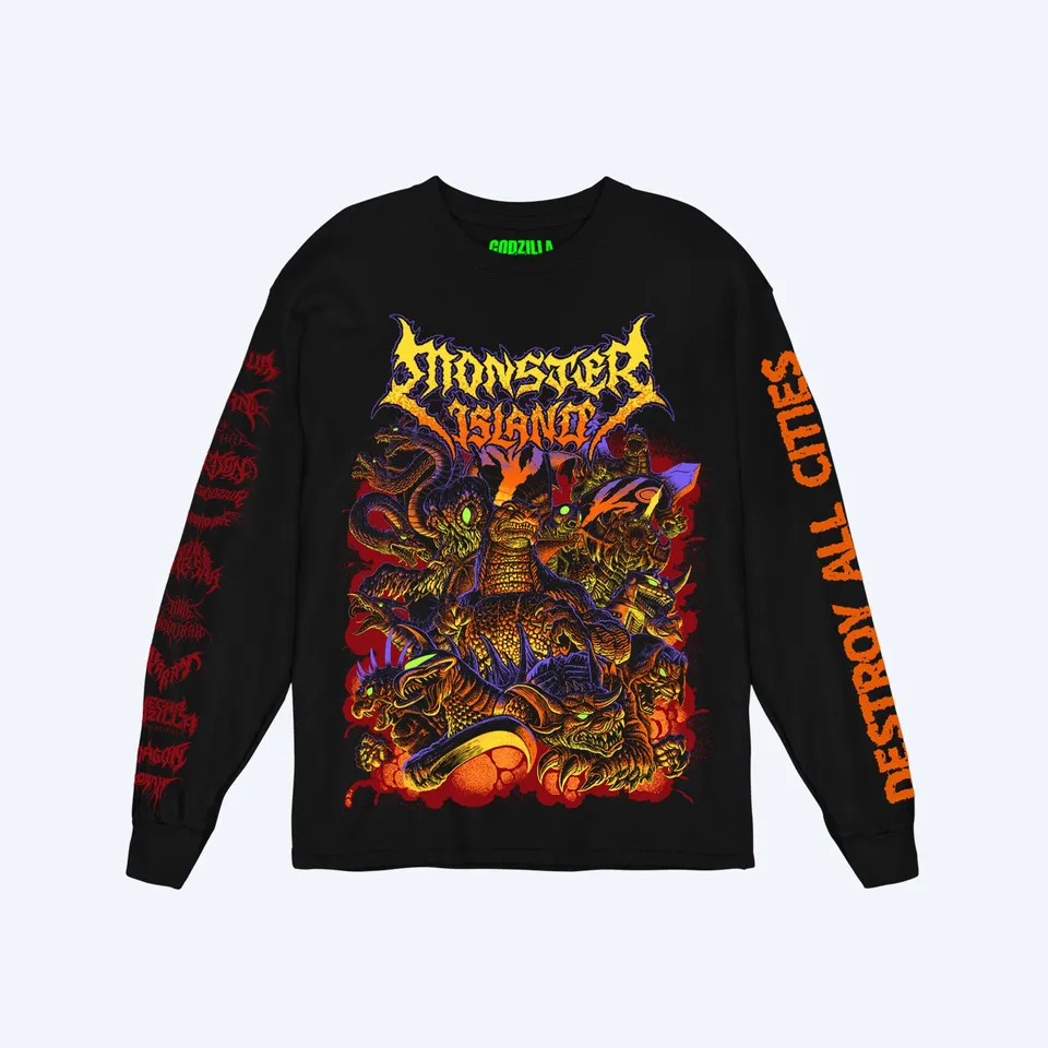 godzilla-monster-island-metalcropolis-longsleeve-schwarz-baumwolle image 1