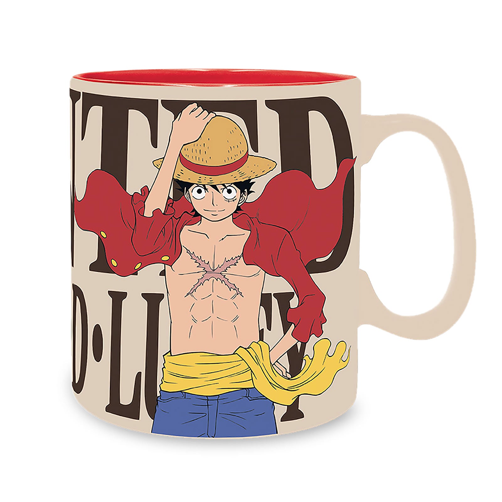 elbenwald-one-piece-wanted-luffy-tasse-460-ml-beige image 1