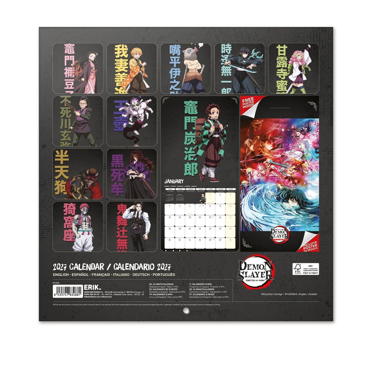 elbenwald-demon-slayer-wandkalender-2027-30x30cm-mit-poster image 2