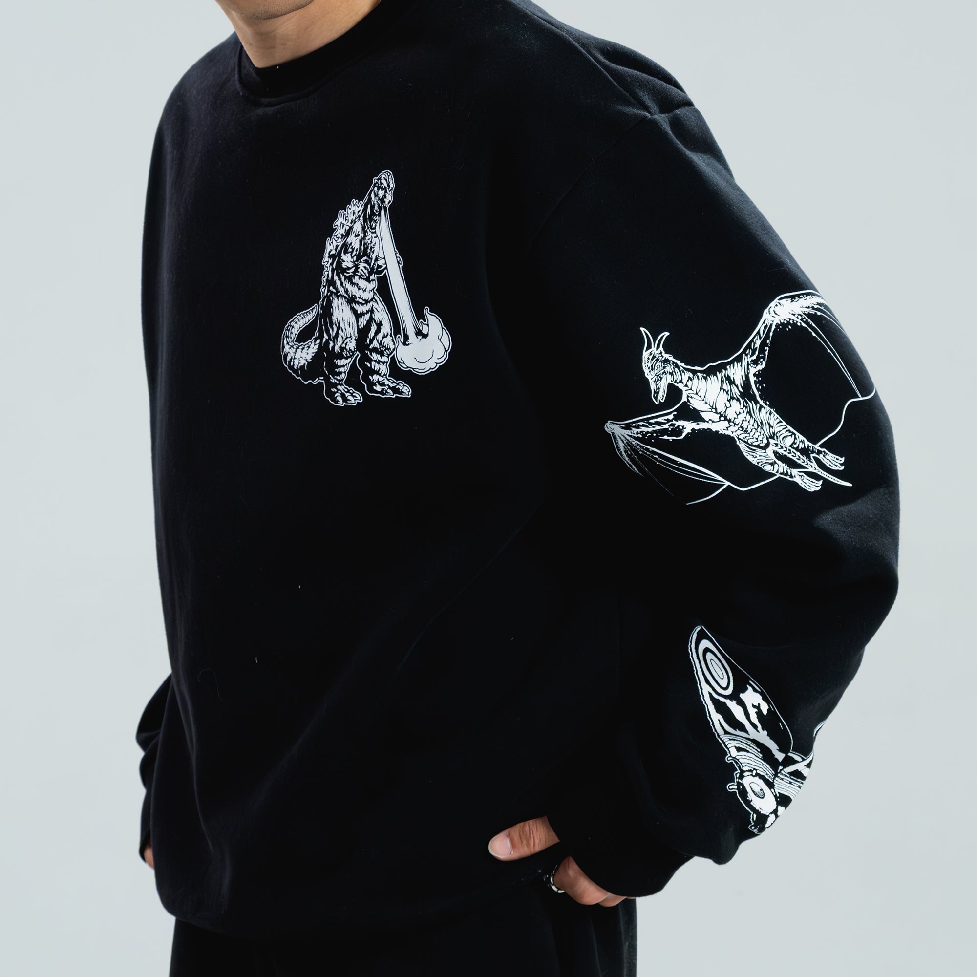 godzilla-kaiju-print-sweatshirt-schwarz-baumwolle-relaxed image 8
