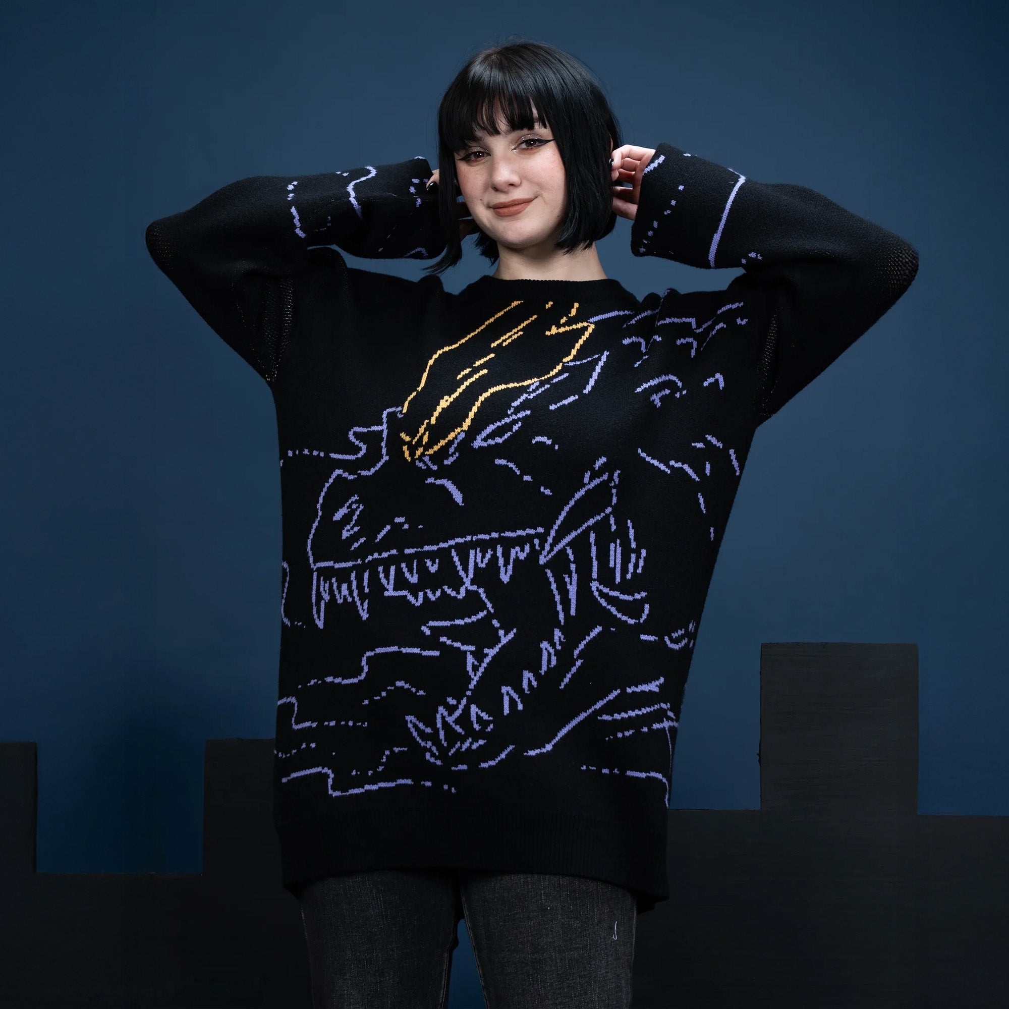 godzilla-spacegodzilla-sweater-pullover-schwarz-kristall-design image 6