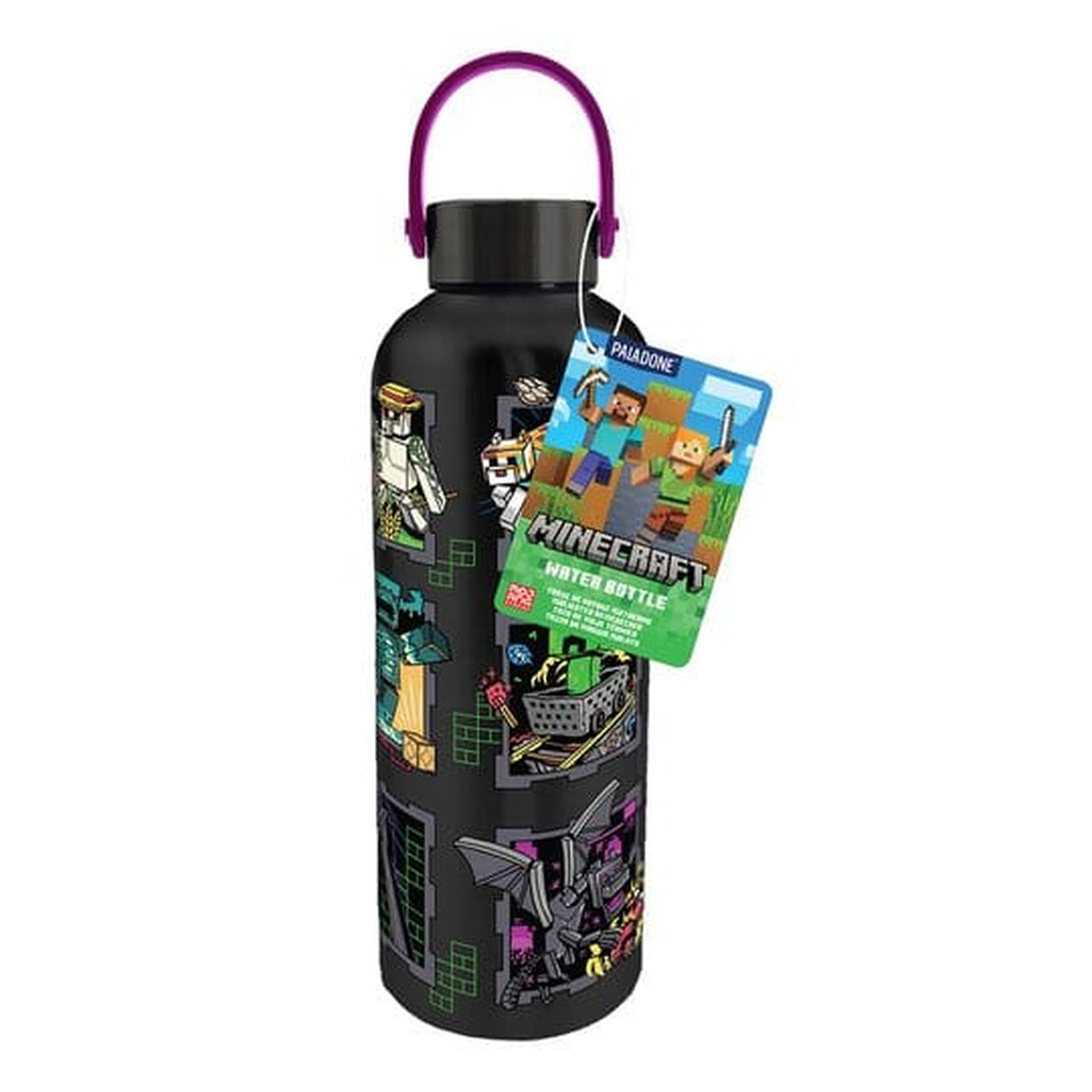 minecraft-maskottchen-metall-trinkflasche-mit-trageschlaufe image 1