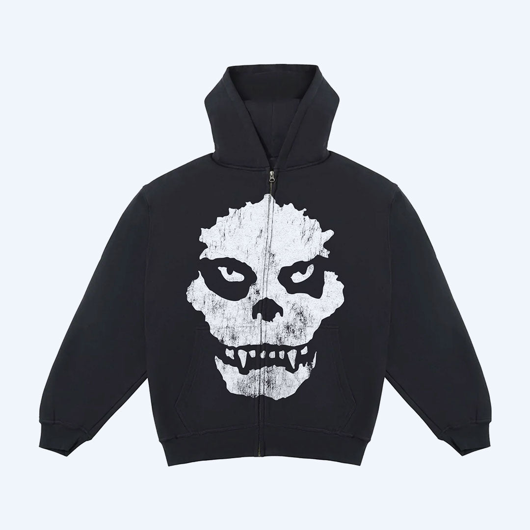 godzilla-apparel-x-misfits-zip-hoodie-schwarz-ykk image 1
