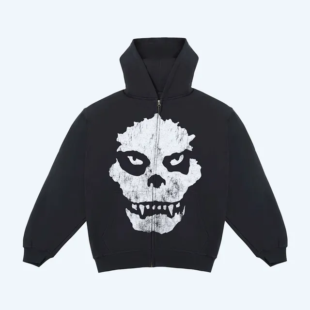 godzilla-apparel-x-misfits-zip-hoodie-schwarz-ykk image 1