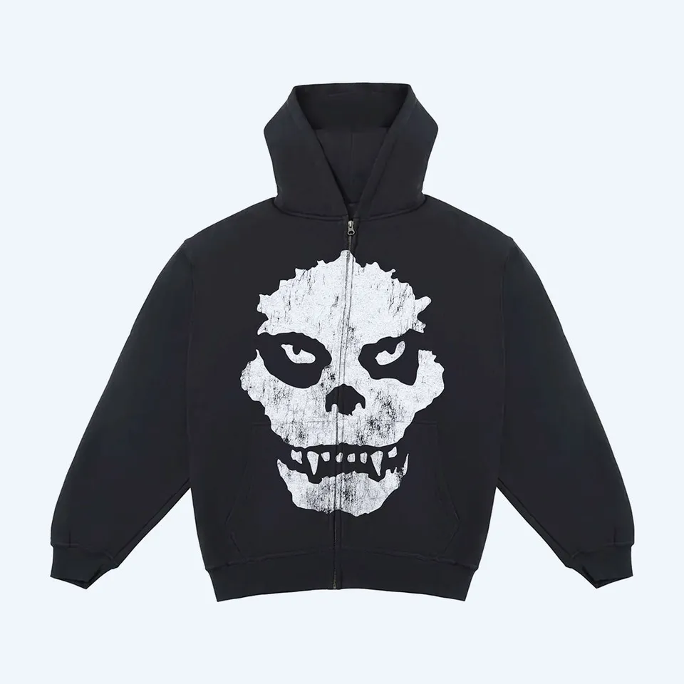 godzilla-apparel-x-misfits-zip-hoodie-schwarz-ykk image 1