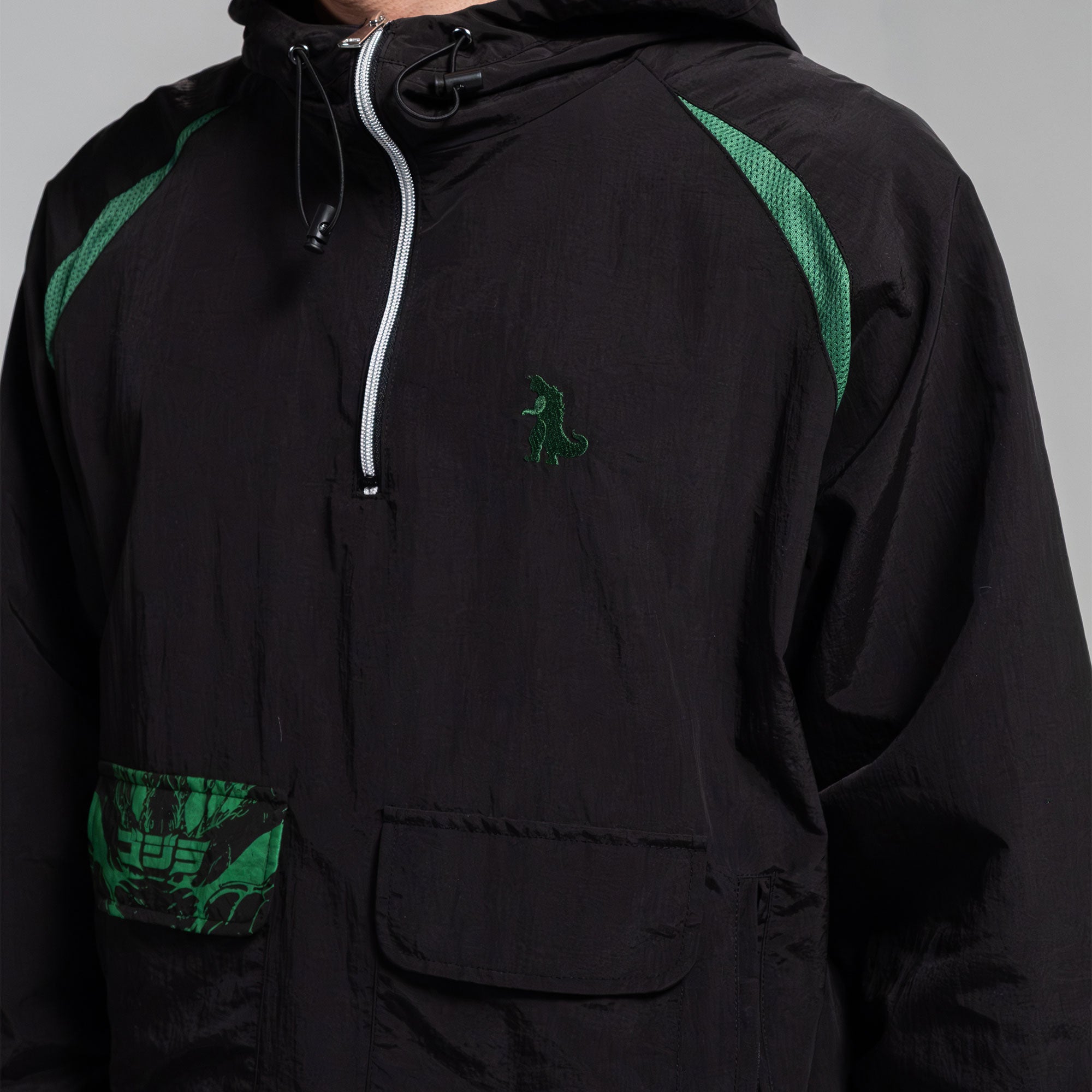 godzilla-essential-trainingsanzug-jacke-shorts-gr-n-schwarz image 4