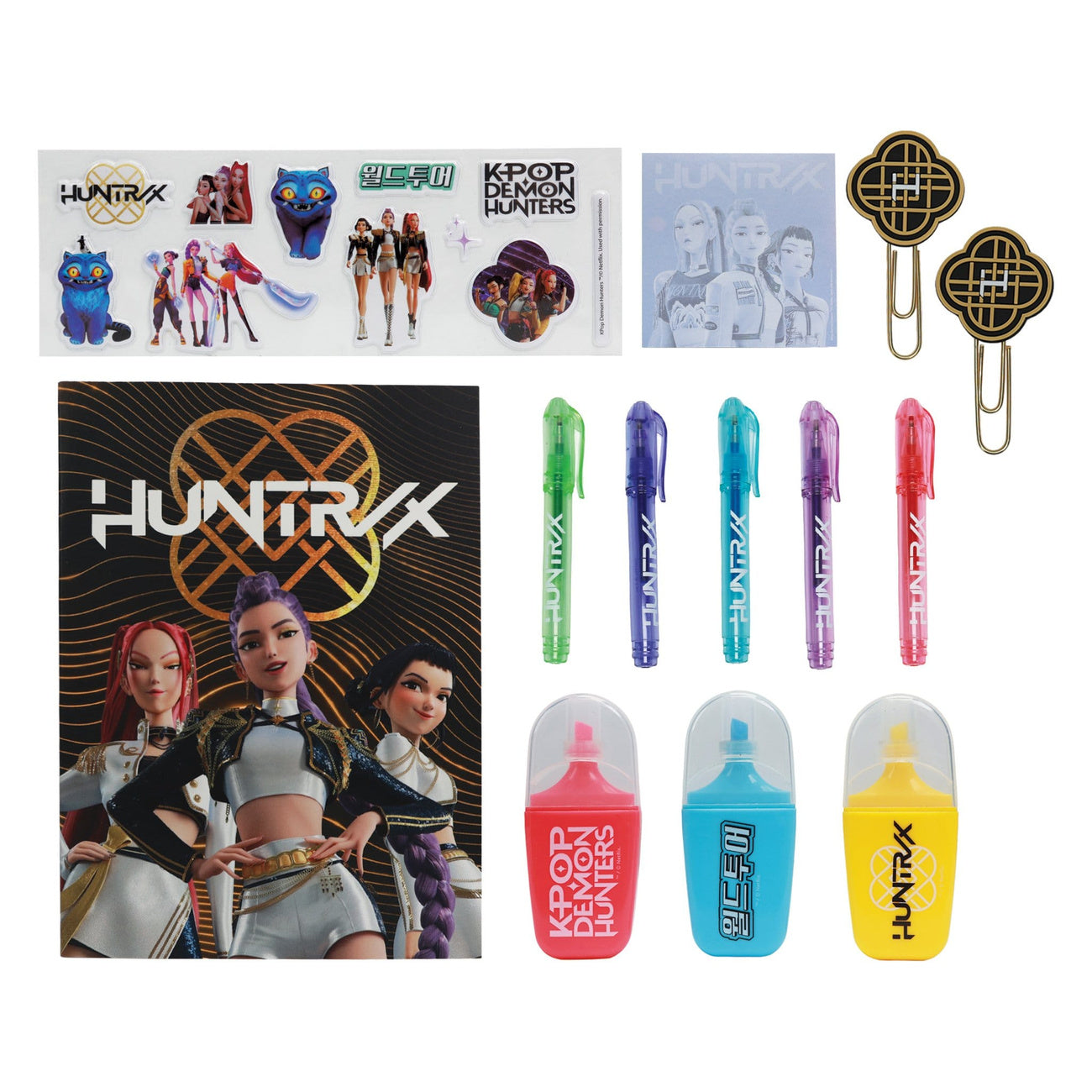 kpop-demon-hunters-schreibset-10er-golden-mit-notizbuch image 2