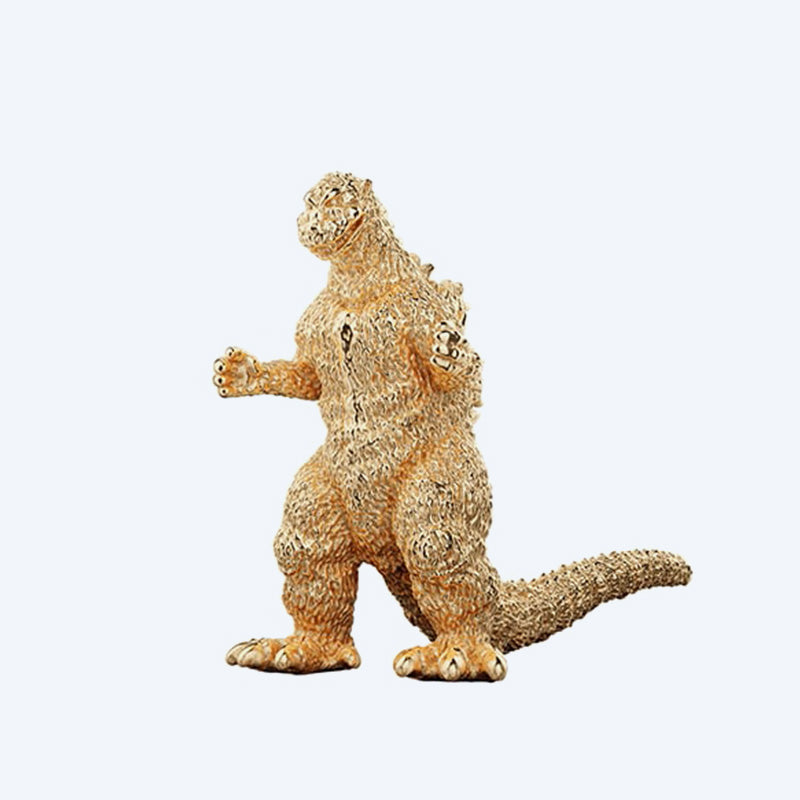 godzilla-1954-minifigur-gold-18k-gelbgold-limitiert-holzbox image 1