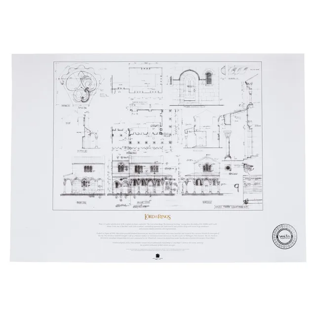herr-der-ringe-bauplan-kunstdruck-courtyard-of-minas-59x42 image 1