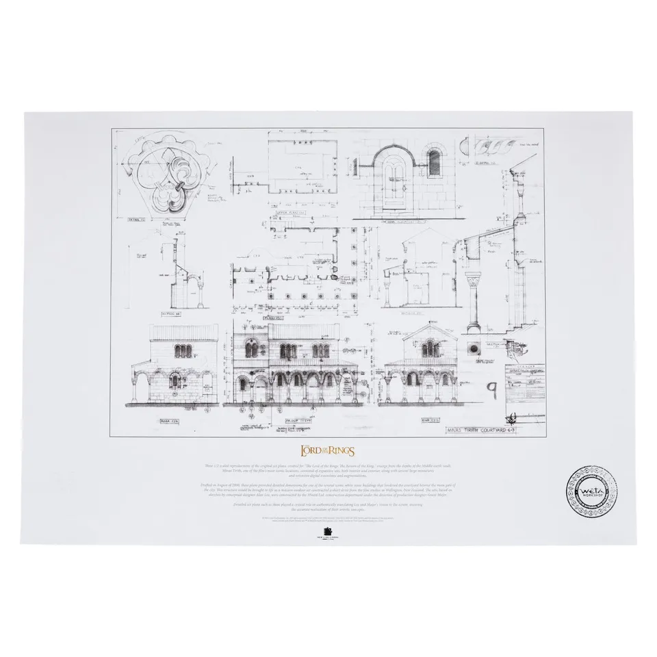 herr-der-ringe-bauplan-kunstdruck-courtyard-of-minas-59x42 image 1