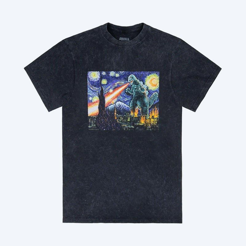 godzilla-abstract-t-shirt-schwarz-baumwolle-mineral-wash image 1