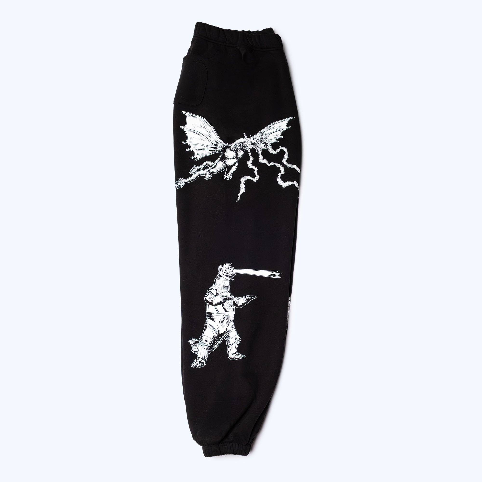 godzilla-kaiju-print-sweatpants-jogginghose-schwarz-baumwolle image 6