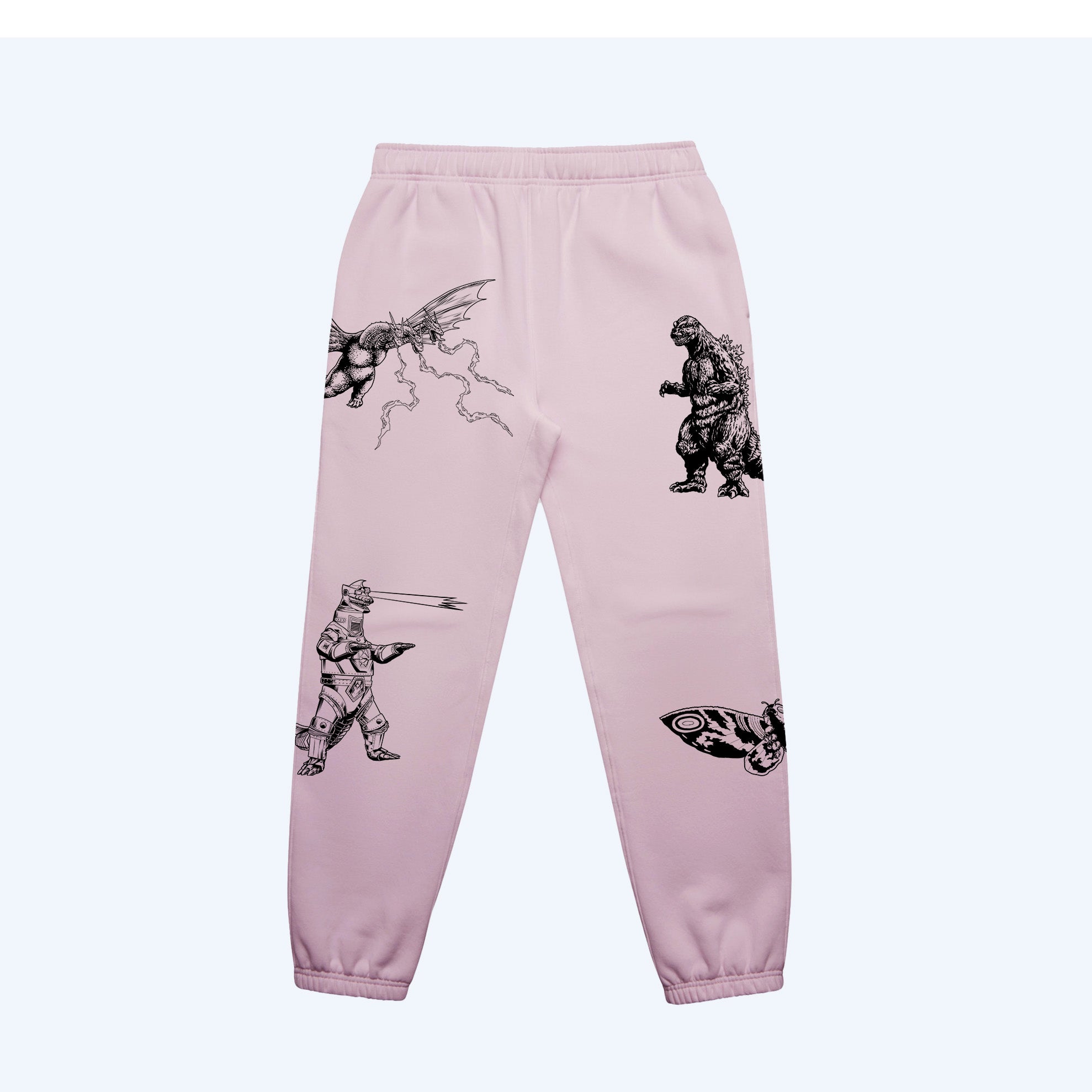 godzilla-kaiju-print-sweatpants-hellrosa-baumwolle-gr-m image 6