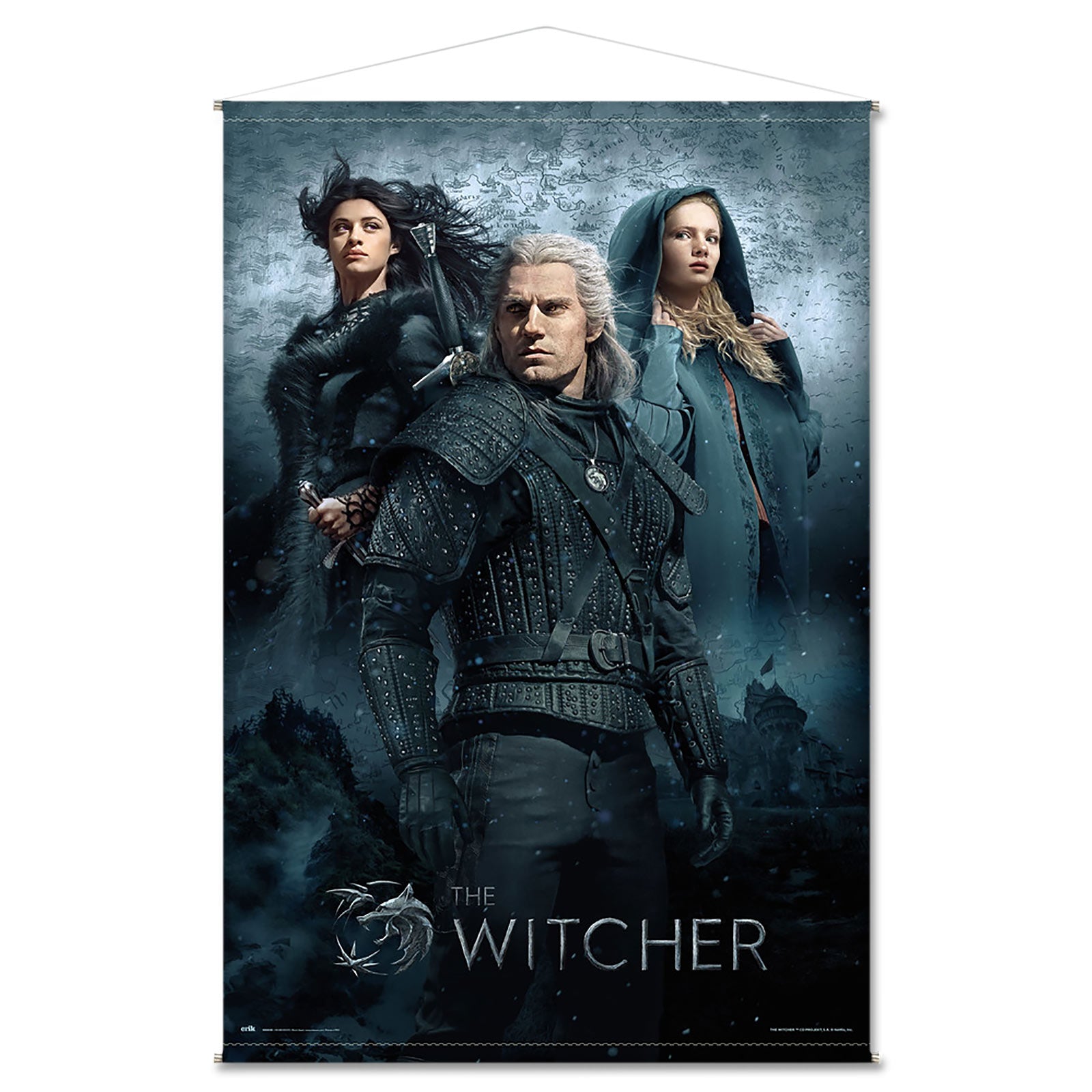 elbenwald-witcher-wall-scroll-geralt-ciri-yennefer-wandbild-stoff image 2