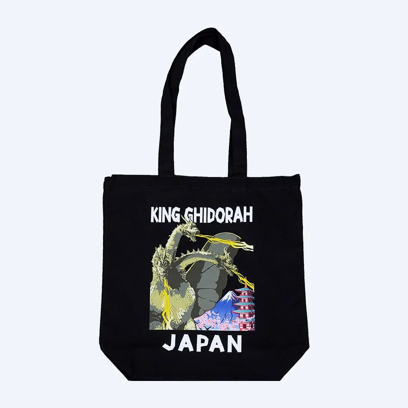 godzilla-king-ghidorah-tote-bag-stoffbeutel-schwarz-baumwolle image 1
