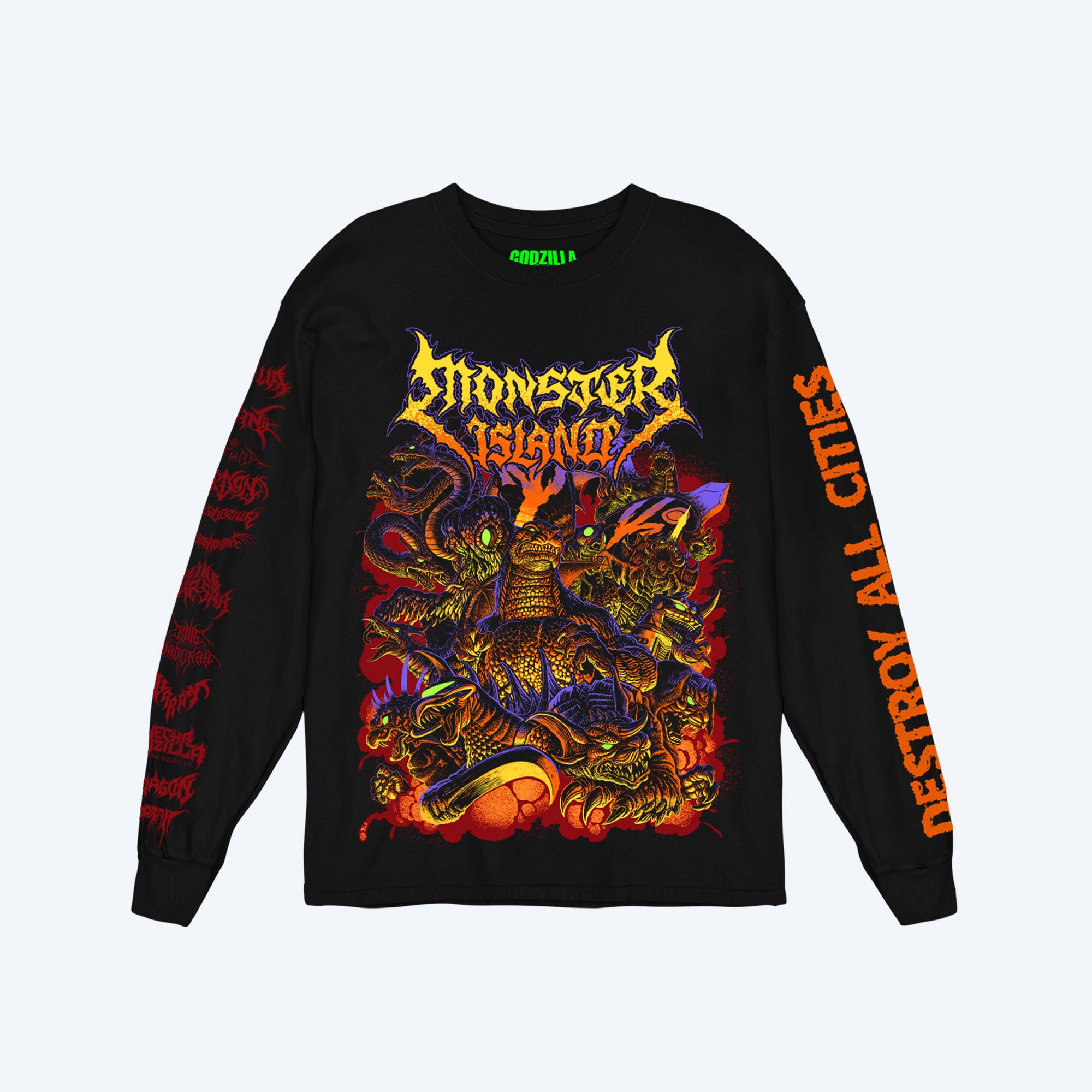 godzilla-monster-island-metalcropolis-longsleeve-schwarz-baumwolle image 1