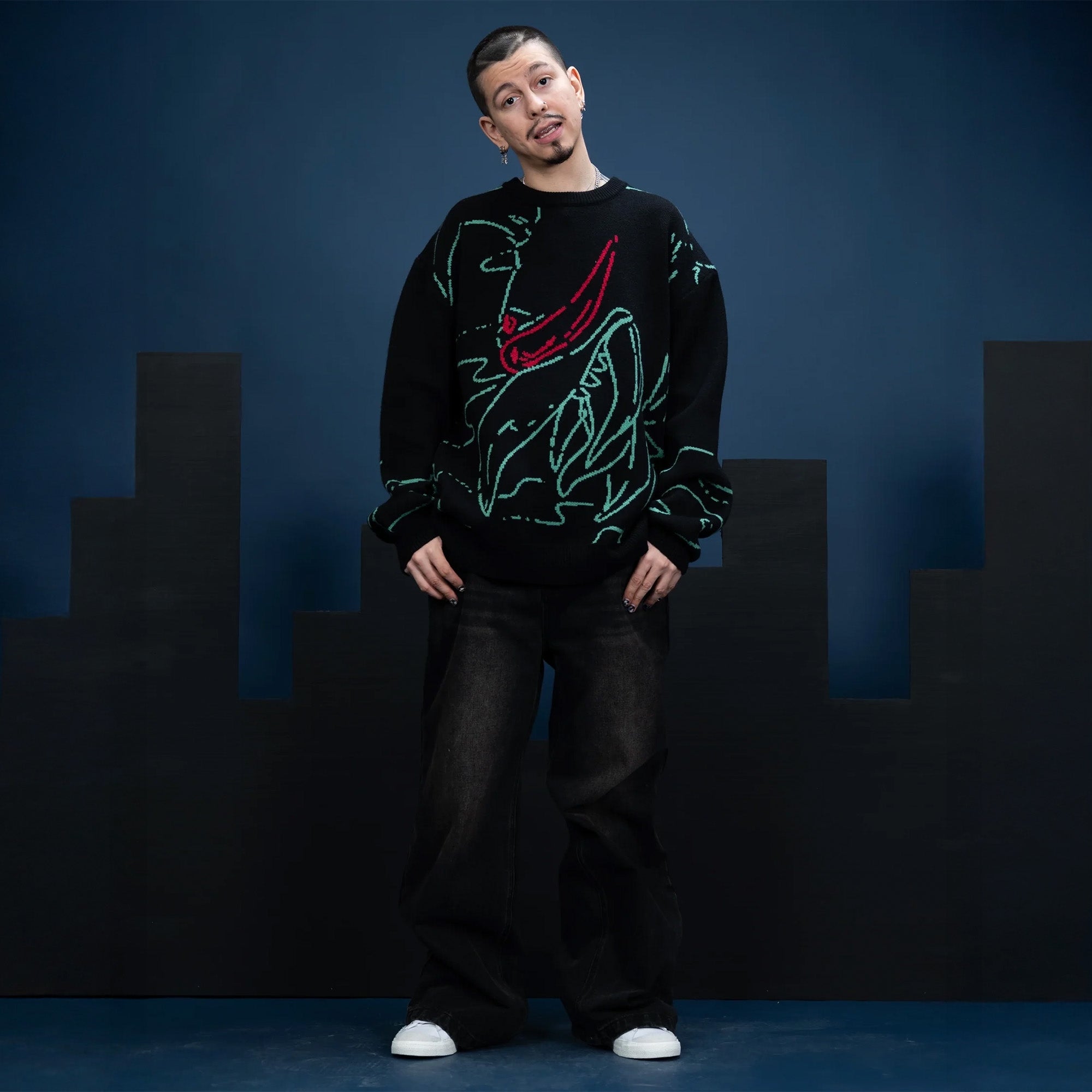 gigan-sweater-strickpullover-schwarz-line-art-steady-hands image 6