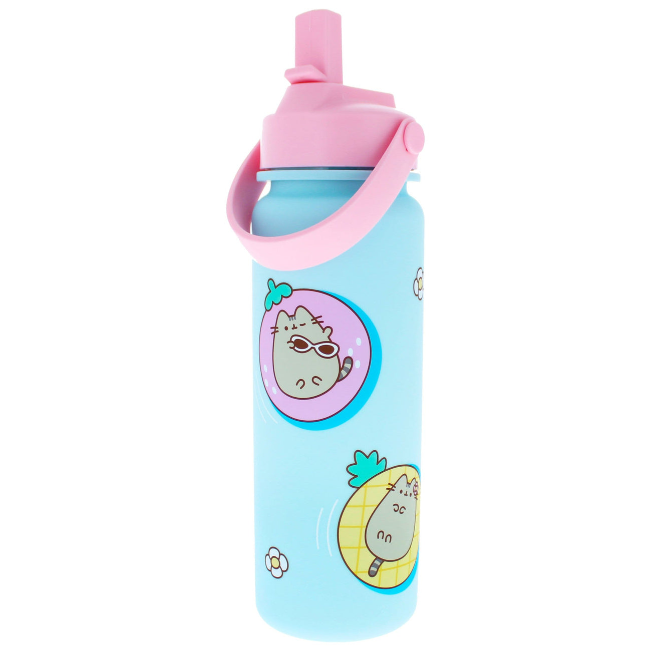 pusheen-by-the-pool-flip-top-trinkflasche-blau-pool-motiv image 3